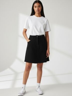 NWT Dixie Black Ribbed Corduroy Pockets Skirt (XXL)
